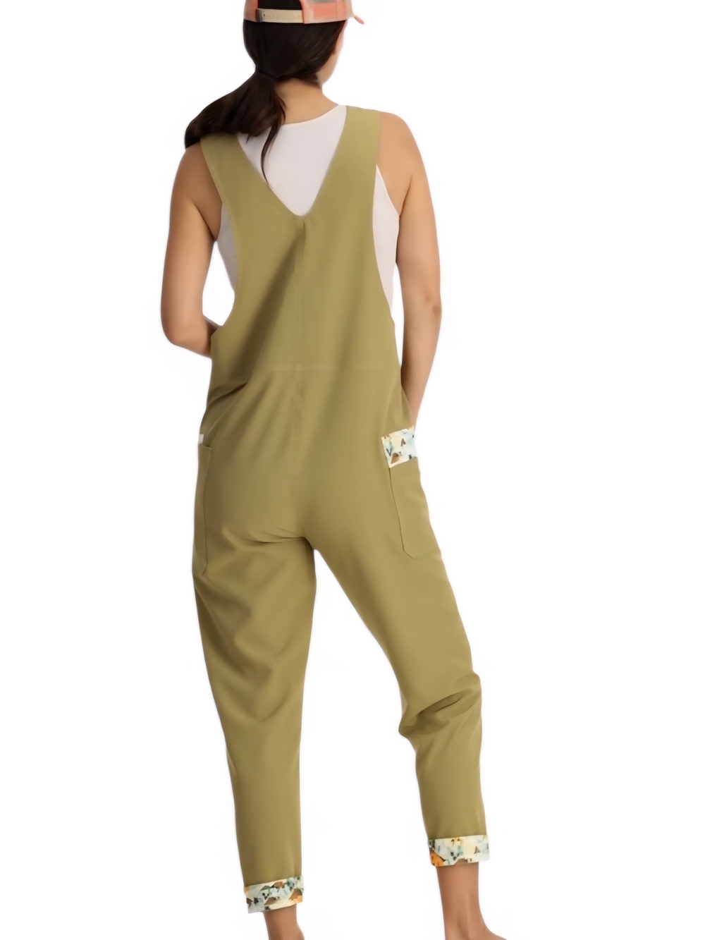 NWOT - Women's Olive Green Hawaiian All Day Overalls Jumpsuit - Picture 10 of 16